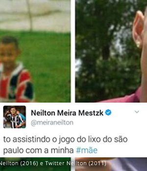 Neilton chega e dribla bobagem escrita no Twitter em 2011 com foto tricolor da infância