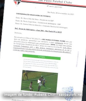 São Paulo envia ofício para a CBF e Comissão Nacional de Arbitragem