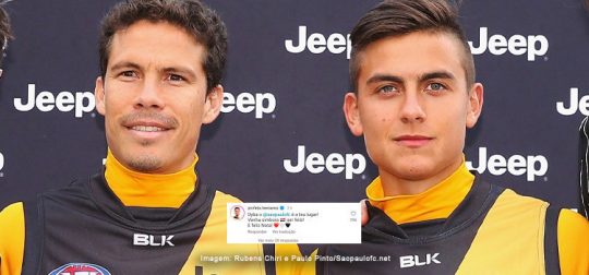 Patrocinadora brinca e Hernanes faz apelo ao ex-companheiro Dybala